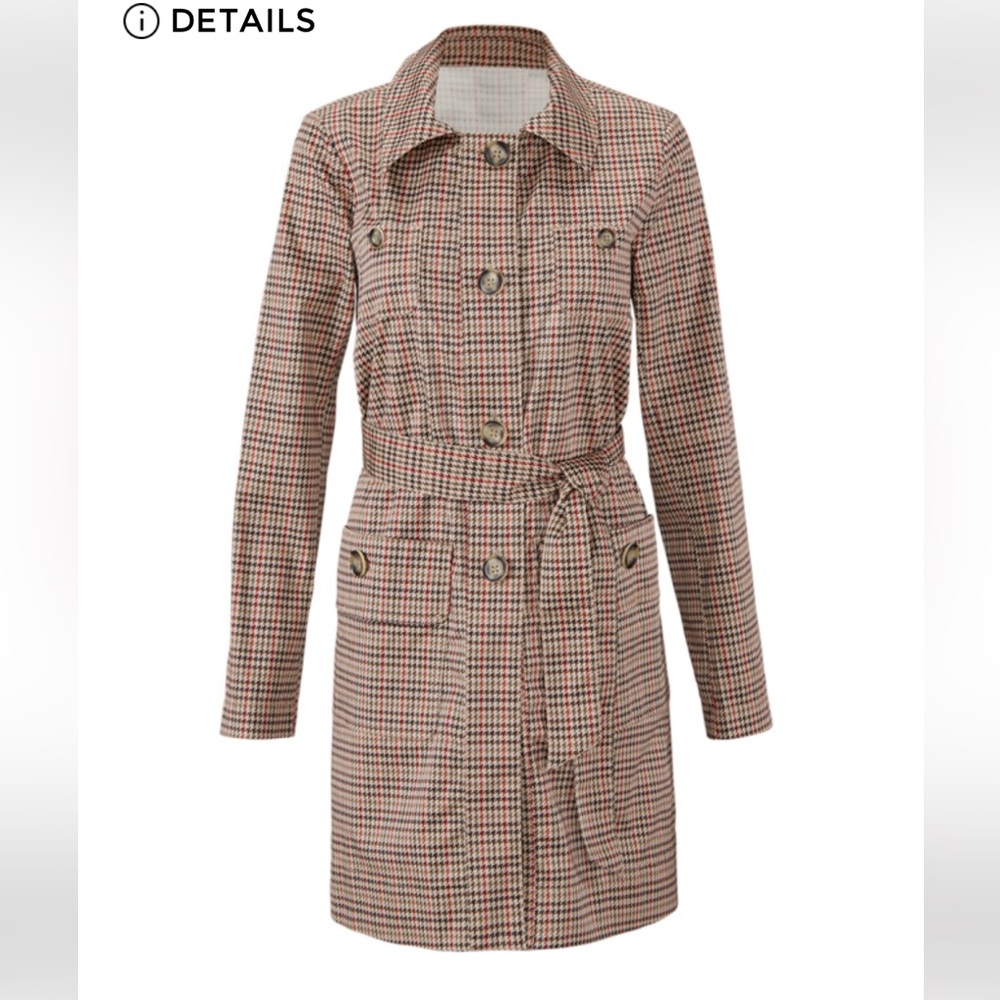 Cabi Sherlock Jacket Women's Plaid Belted Coat